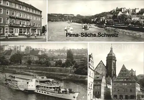 Pirna Hotel Schwarzer Adler Canaletto Haus Schiffe Kat. Pirna