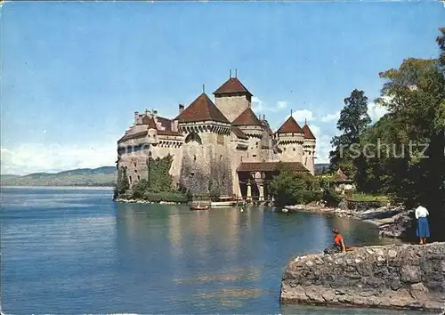 Lac Leman Genfersee Chateaux de Chillon / Genf /Bz. Geneve City