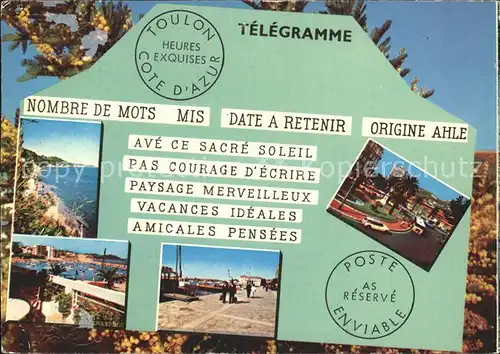 Toulon Var Telegramme Message et Souvenirs Kat. Toulon