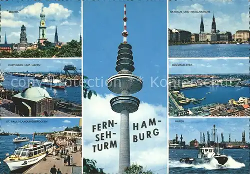 Hamburg Fernsehturm Michel Elbtunnel Hafen Binnenalster Kat. Hamburg
