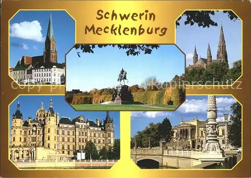 Schwerin Mecklenburg Dom Schlossgarten Denkmal Paulskirche Schloss Museum Kat. Schwerin