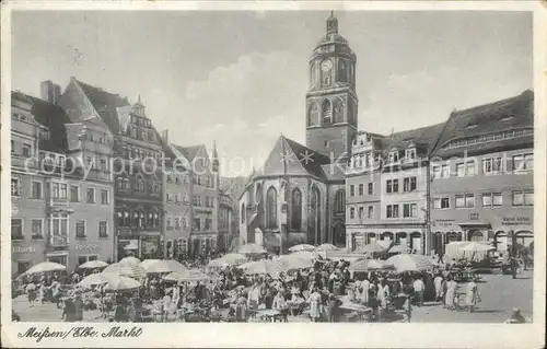 Meissen Elbe Sachsen Markt  Kat. Meissen