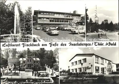 Fischbach Emsetal Inselsberg Springbrunnen Kurpark Thueringenbaude Bergbuehne FDGB Heim Parkterrasse  Kat. Emsetal