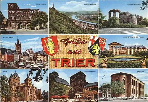Trier Hauptmarktk Kaiserthermen Mariensaeule Basilika Brunnenhof Dom  Kat. Trier