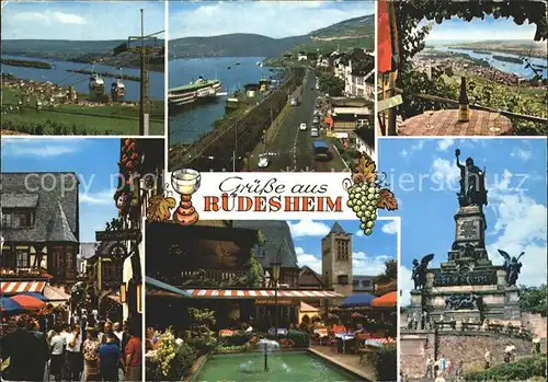 Ruedesheim Rhein Denkmal Luftseilbahn Dampfer  Kat. Ruedesheim am Rhein