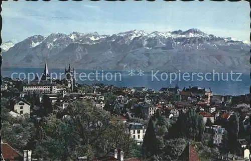 Lausanne VD Vue generale et les Alpes de Savoie Kat. Lausanne