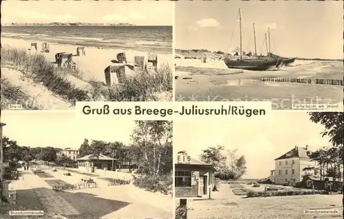 Juliusruh Ruegen Strand Fischerboote Strandpromenade  Kat. Breege
