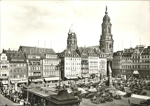 Dresden Altmarkt mit Siegesdenkmal und Kreuzkirche Kat. Dresden Elbe