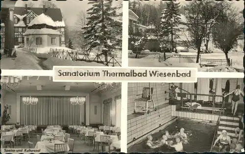 Wiesenbad Sanatorium Thermalbad Speisesaal Schwimmbecken Kat. Thermalbad Wiesenbad