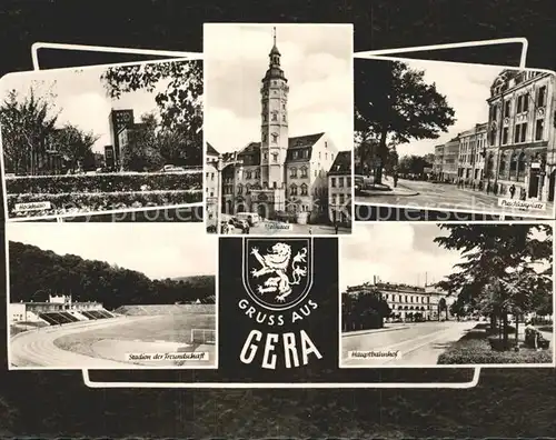 Gera Hochhaus Rathaus Puschkinplatz Stadion der Freundschaft Hauptbahnhof Kat. Gera