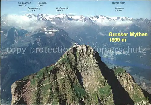 Grosser Mythen Fliegeraufnahme mit Berner Alpenpanorama Kat. Grosser Mythen