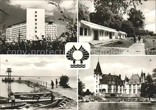 Klink Waren FDGB Urlaubersiedlung Voelkerfreundschaft Erholungsheim Bungalows Mole Mueritz Schloss Kat. Klink Waren