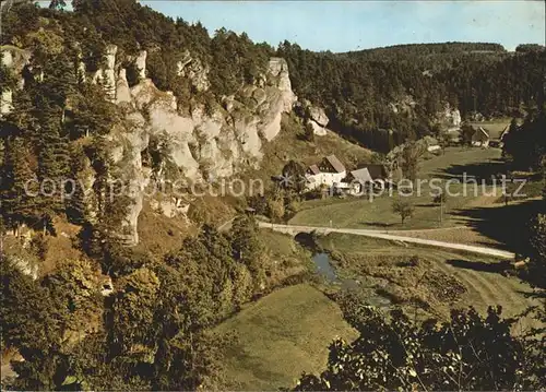 Obertrubach Roemerbruecke mit Schloettermuehle Trubachtal Kat. Obertrubach