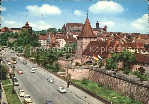 Nuernberg Westtorgraben Stadtmauer Blick zur Burg Kat. Nuernberg