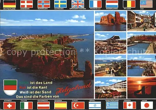 Helgoland Nordseeheilbad Insel Fliegeraufnahme Konzertpavillon Sonnenuntergang Nationalflaggen / Helgoland /Pinneberg LKR