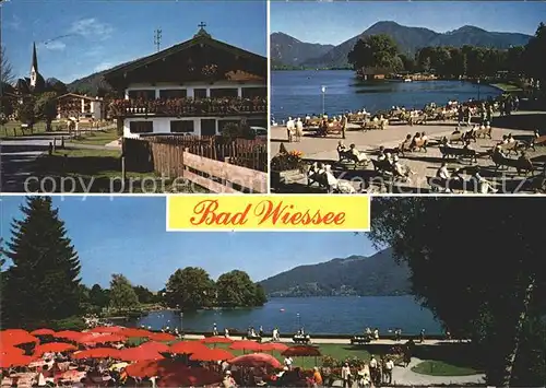 Bad Wiessee Ortspartie Uferpromenade am Tegernsee Alpen Kat. Bad Wiessee