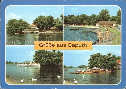 Caputh Gaststaette Am Faehrhaus Strandbad MS Seebad Templin Weisse Flotte Faehre Schwaene Kat. Schwielowsee