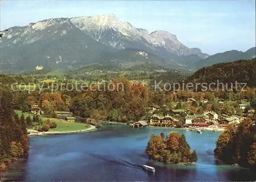 Koenigssee mit Seeplatz und Untersberg Berchtesgadener Alpen Fliegeraufnahme