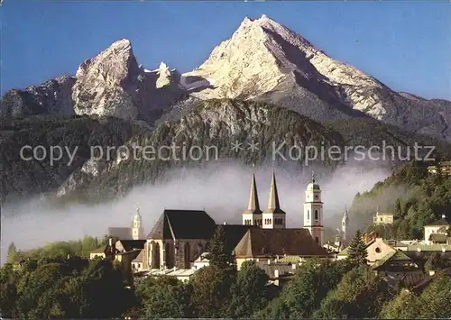 Berchtesgaden Stiftskirche Pfarrkirche Nebelmeer Watzmann Berchtesgadener Alpen Kat. Berchtesgaden
