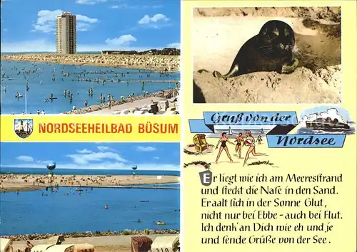 Buesum Nordseebad Strand Hotel Hochhaus Seehund Kat. Buesum