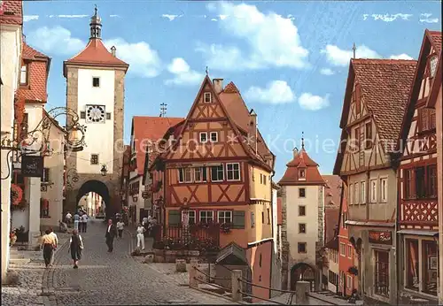 Rothenburg Tauber Ploenlein mit Siebersturm Kobolzeller Tor Altstadt Kat. Rothenburg ob der Tauber