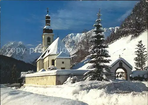 Ramsau Berchtesgaden mit Kirche und Reiteralpe Kat. Ramsau b.Berchtesgaden