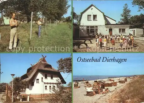 Dierhagen Ostseebad Fischer beim Netzeflicken Kinderferienlager Junge Garde Haus Kaeppn Brass Strand Kat. Dierhagen Ostseebad