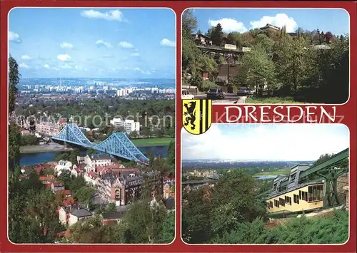 Dresden Panorama Blaues Wunder Standseilbahn Luisenhof Schwebebahn Kat. Dresden Elbe