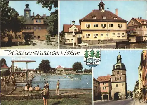 Waltershausen Gotha Schloss Tenneberg Rathaus am Markt Schwimmbad Nikolaustor Kat. Waltershausen