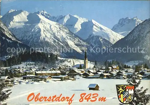 Oberstdorf mit Krottenkopf Fuerschiesser und Kratzer Kat. Oberstdorf