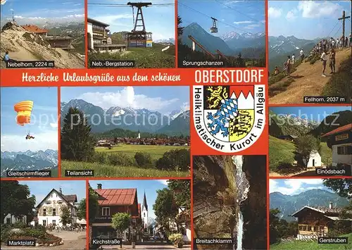 Oberstdorf Nebelhorn Bergstation Sprungschanzen Fellhorn Gleitschirmflieger Total Einoedsbach Marktplatz Kirchstr Breitachklamm Gerstruben Kat. Oberstdorf