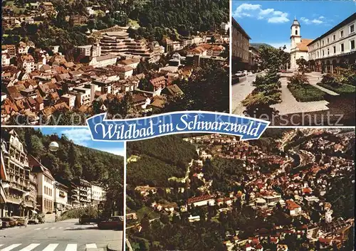 Wildbad Schwarzwald Fliegeraufnahmen Strassenpartie Kirche Kat. Bad Wildbad