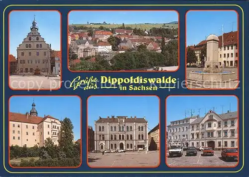Dippoldiswalde Osterzgebirge Rathaus Teilansicht Brunnen PdF Platz der Jugend Kat. Dippoldiswalde