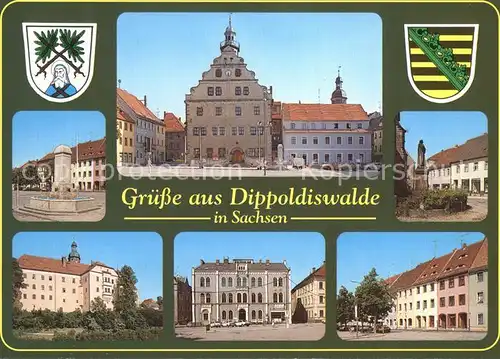 Dippoldiswalde Osterzgebirge Brunnen Rathaus Denkmal Schloss PdF Kat. Dippoldiswalde