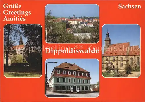 Dippoldiswalde Osterzgebirge Schloss Teilansicht Kirche Gasthaus Kat. Dippoldiswalde