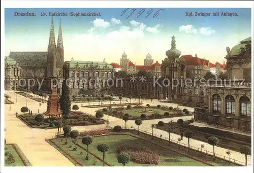 Dresden Ev Hofkirche Sophienkirche Kgl Zwinger mit Anlagen Kat. Dresden Elbe