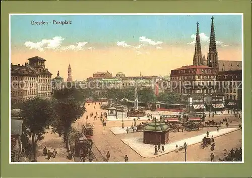 Dresden Postplatz Zwinger Sophienkirche Semperoper Chloera Brunnen Kat. Dresden Elbe