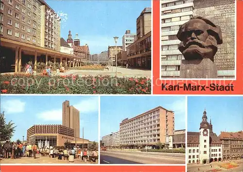 Karl Marx Stadt Rosenhof Karl Marx Monument Stadthalle Interhotel Kongress Rathaus Kat. Chemnitz