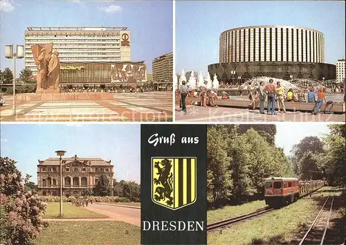 Dresden Interhotel Bastei Kino Prager Str Palais im Gr Garten Pioniereisenbahn Kat. Dresden Elbe