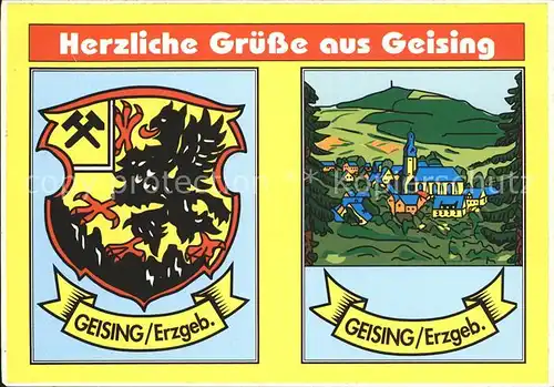 Geising Erzgebirge Aufkleber Postkarte Kat. Geising Osterzgebirge