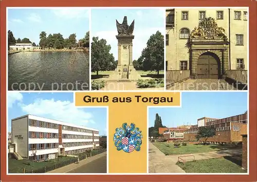 Torgau Strandbad Denkmal der Begegnung Schloss Hartenfels Friedrich Wolf Oberschule Volksschwimmhalle Kat. Torgau