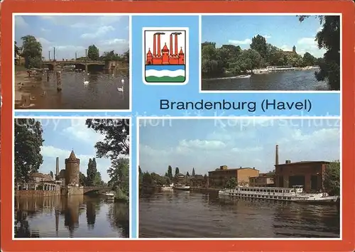 Brandenburg Havel Jahrtausendbruecke Havel Salzhofufer Steintor Bruecke Fahrgastschiffe Havelterrasse Kat. Brandenburg