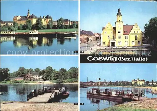 Coswig Sachsen Schloss Elbfaehre Rathaus Elbepartie Kat. Coswig