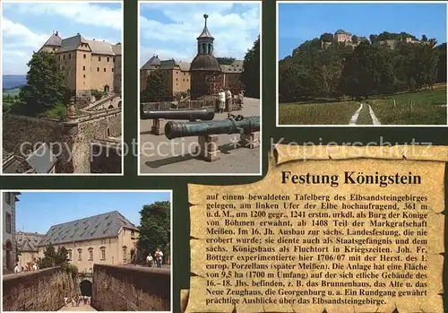 Koenigstein Saechsische Schweiz Teilansicht Segerturm Festung Haupteingang Kat. Koenigstein Saechsische Schweiz