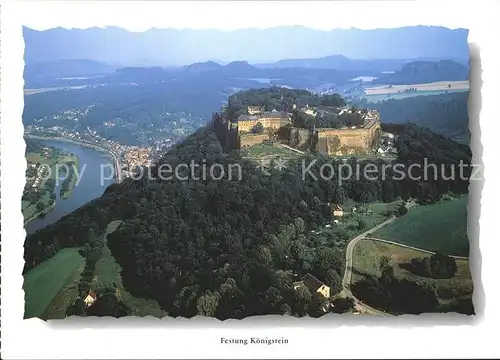 Koenigstein Saechsische Schweiz Festung und Stadt Fliegeraufnahme Kat. Koenigstein Saechsische Schweiz