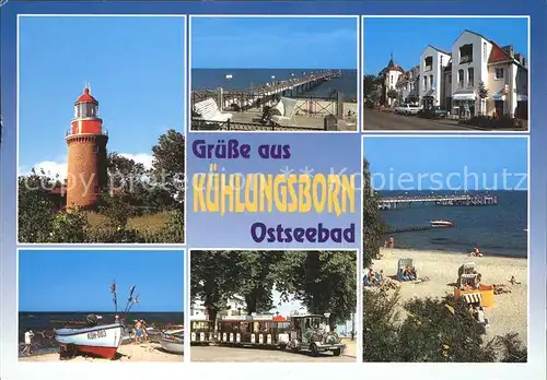 Kuehlungsborn Ostseebad Leuchtturm Seebruecke Hotel Strand Rettungsboot Inselbaehnle Kat. Kuehlungsborn