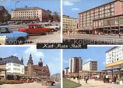 Karl Marx Stadt Interhotel Chemnitzer Hof und Moskau Rosenhof mit Rathaus Wilh Pieck Strasse Kat. Chemnitz
