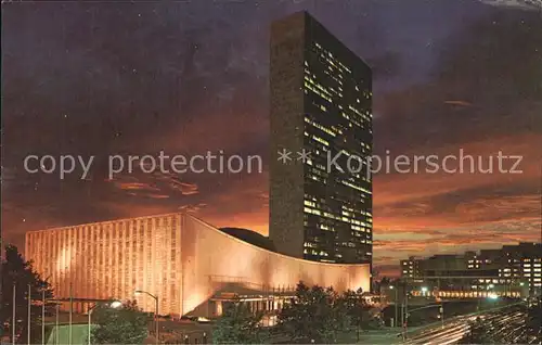 New York City United Nations Headquarters Skyscraper at night