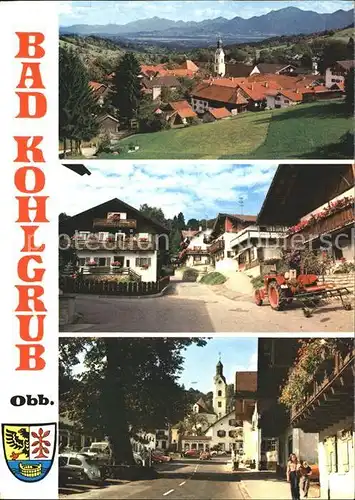 Bad Kohlgrub Ortsansicht mit Kirche Hauptstrasse Alpenpanorama Kat. Bad Kohlgrub