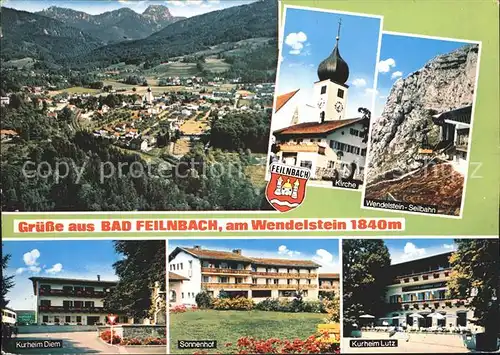 Bad Feilnbach Panorama Kirche Wendelstein Seilbahn Kurheim Sonnenhof Kat. Bad Feilnbach